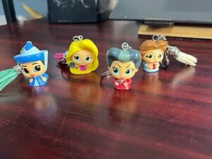 Just Play Disney Princess Keychain Lot Belle Rapunzel Fairy Godmother Tremaine